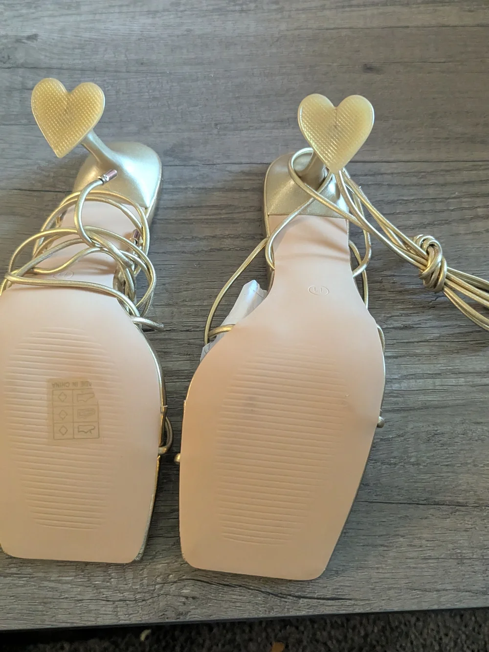 SHEIN Gold Metallic Strappy Square-Toe Heels